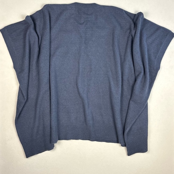 Oats 100% Cashmere Gray Poncho Sweater V Neck O/S. - Picture 4 of 4